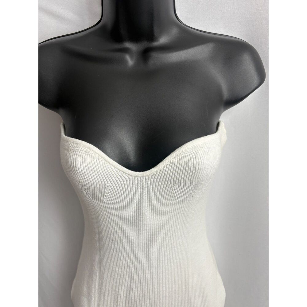 BABYBOO Angela Maxi White Knit Dress Size M Strapless Date Wedding Bridal Boho - Picture 3 of 11